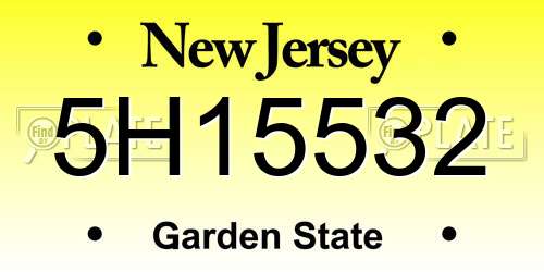 5H15532 New Jersey License Plate