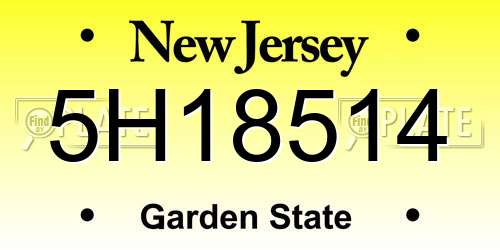 5H18514 New Jersey License Plate
