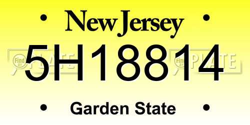 5H18814 New Jersey License Plate