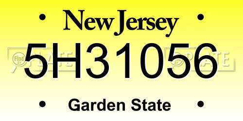 5H31056 New Jersey License Plate