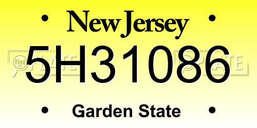 5H31086 New Jersey License Plate
