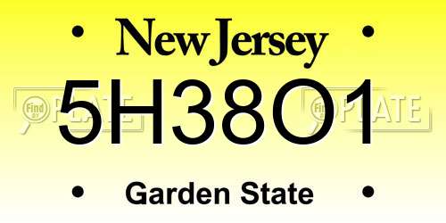 5H38O1 New Jersey License Plate