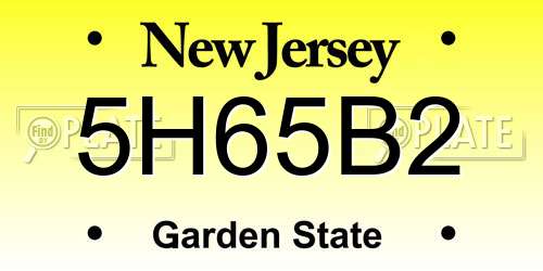 5H65B2 New Jersey License Plate
