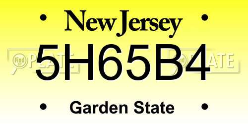5H65B4 New Jersey License Plate