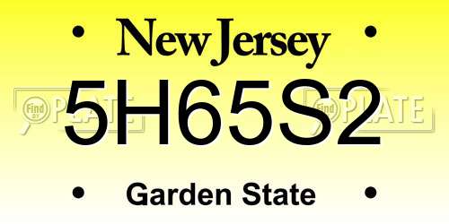 5H65S2 New Jersey License Plate