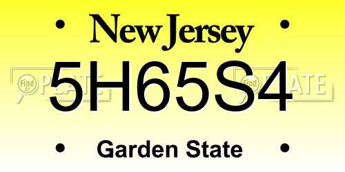5H65S4 New Jersey License Plate