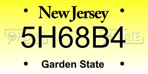 5H68B4 New Jersey License Plate