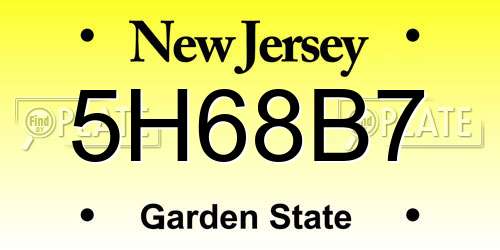 5H68B7 New Jersey License Plate