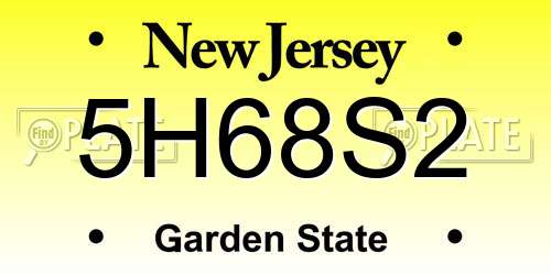 5H68S2 New Jersey License Plate
