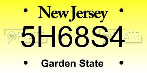 5H68S4 New Jersey License Plate
