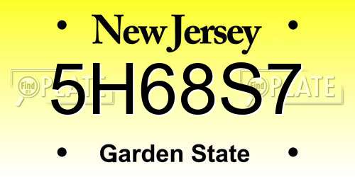 5H68S7 New Jersey License Plate