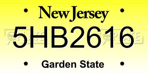5HB2616 New Jersey License Plate