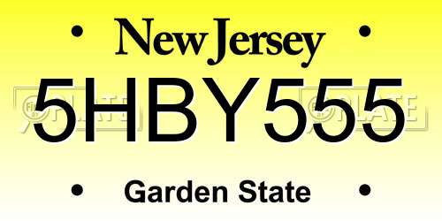 5HBY555 New Jersey License Plate