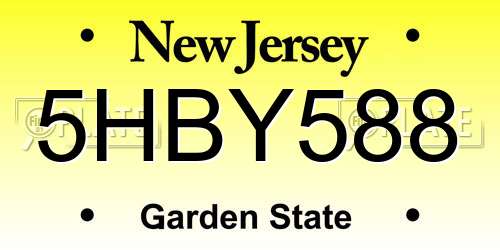 5HBY588 New Jersey License Plate