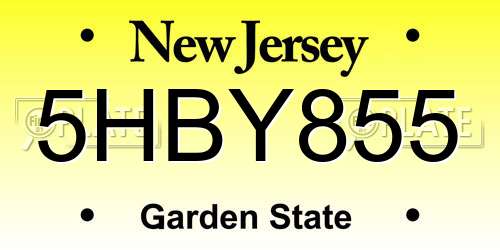 5HBY855 New Jersey License Plate