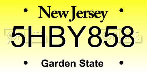 5HBY858 New Jersey License Plate