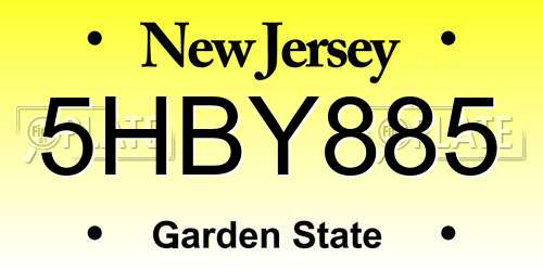 5HBY885 New Jersey License Plate