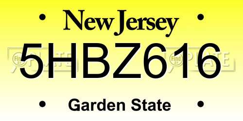 5HBZ616 New Jersey License Plate