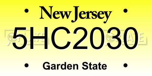 5HC2030 New Jersey License Plate