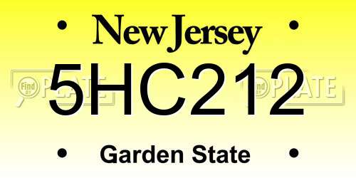 5HC212 New Jersey License Plate