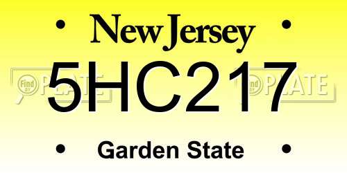 5HC217 New Jersey License Plate