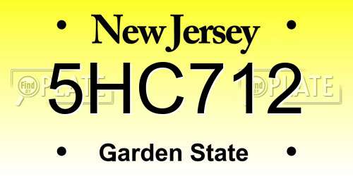 5HC712 New Jersey License Plate