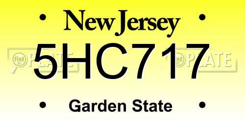 5HC717 New Jersey License Plate