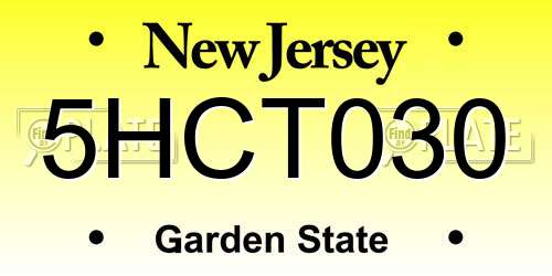 5HCT030 New Jersey License Plate