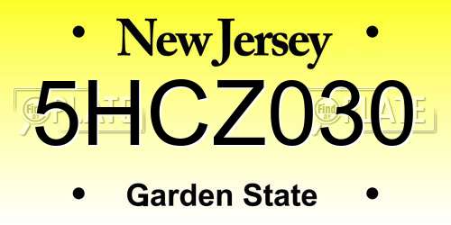 5HCZ030 New Jersey License Plate