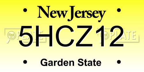 5HCZ12 New Jersey License Plate