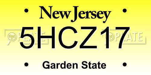 5HCZ17 New Jersey License Plate