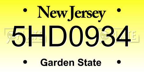 5HD0934 New Jersey License Plate