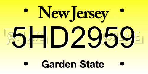 5HD2959 New Jersey License Plate