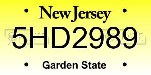 5HD2989 New Jersey License Plate
