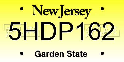 5HDP162 New Jersey License Plate