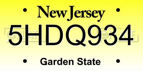 5HDQ934 New Jersey License Plate