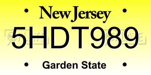 5HDT989 New Jersey License Plate
