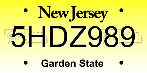 5HDZ989 New Jersey License Plate