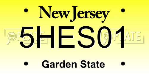 5HES01 New Jersey License Plate
