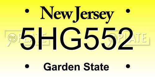 5HG552 New Jersey License Plate