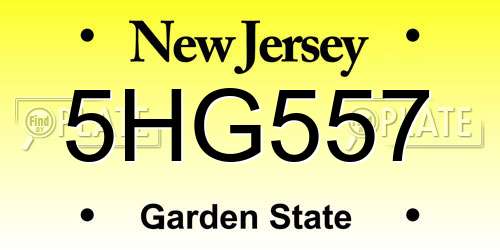 5HG557 New Jersey License Plate