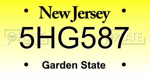 5HG587 New Jersey License Plate