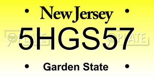 5HGS57 New Jersey License Plate