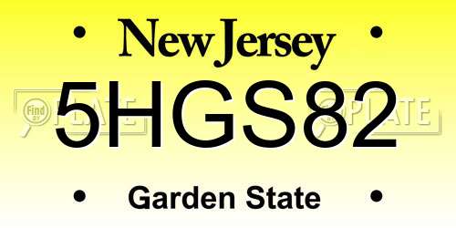 5HGS82 New Jersey License Plate
