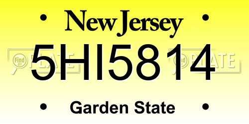 5HI5814 New Jersey License Plate
