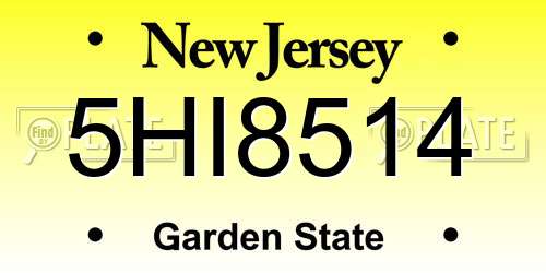 5HI8514 New Jersey License Plate