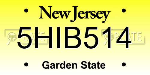 5HIB514 New Jersey License Plate