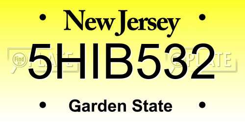 5HIB532 New Jersey License Plate