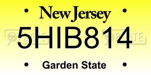 5HIB814 New Jersey License Plate