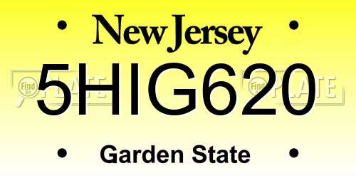 5HIG620 New Jersey License Plate